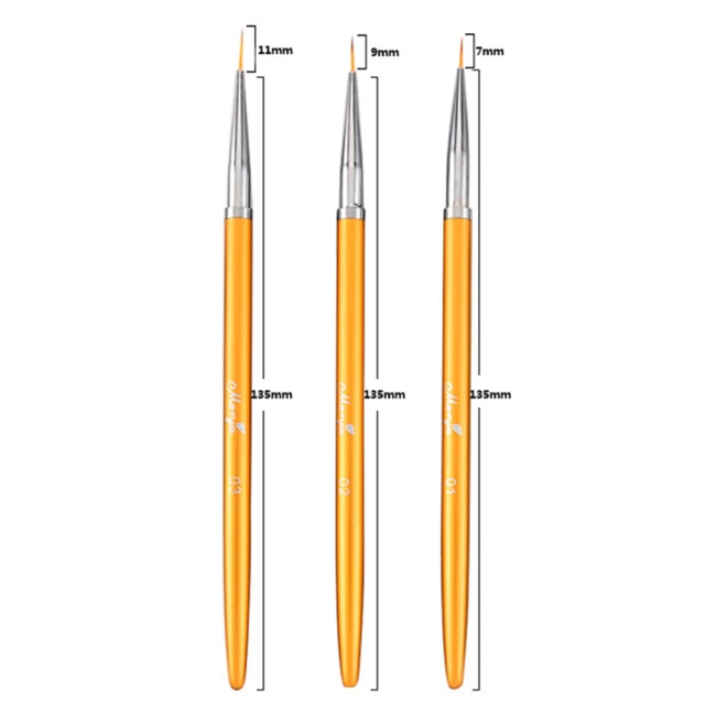 Ультратонкі пензлі для розпису нігтів 3 шт.